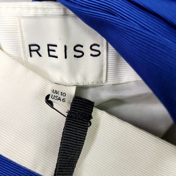 Reiss Raina Asymmetric Blue White Cotton Dress Size US 6 - UK 10 NEW Cocktail - Picture 11 of 15